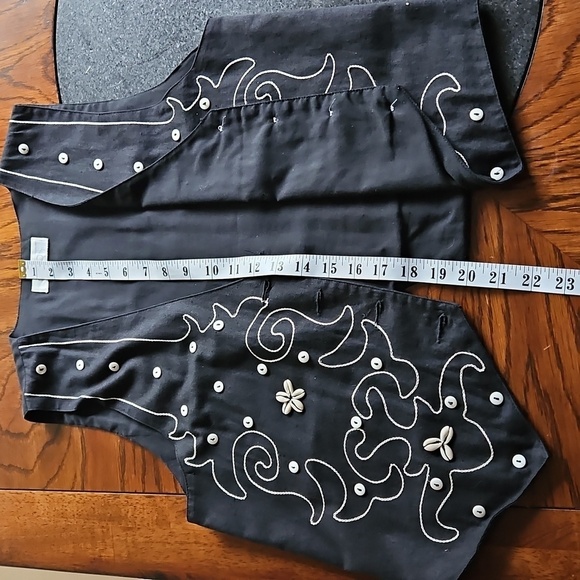 Cleo Black White 4 Button Cotton Lightweight Sleeveless Vest Size Small - Picture 13 of 14